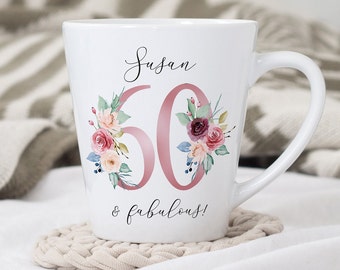 60th Birthday Latte Mug | 60 and Fabulous | Happy 60th Birthday | 60s | 60 | 60th Birthday Gift | born in 1964 Gift | Custom Mug for 60th