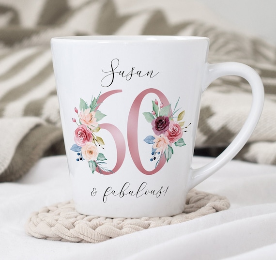 60th Birthday Latte Mug | 60 and Fabulous | Happy 60th Birthday | 60s | 60 | 60th Birthday Gift | born in 1966 Gift | Custom Mug for 60th