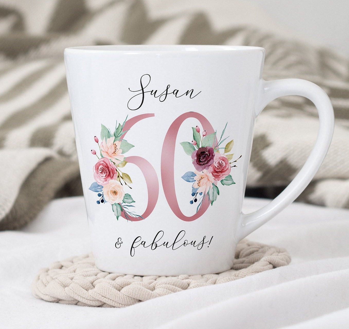 60th Birthday Latte Mug | 60 and Fabulous | Happy 60th Birthday | 60s | 60  | 60th Birthday Gift | born in 1966 Gift | Custom Mug for 60th