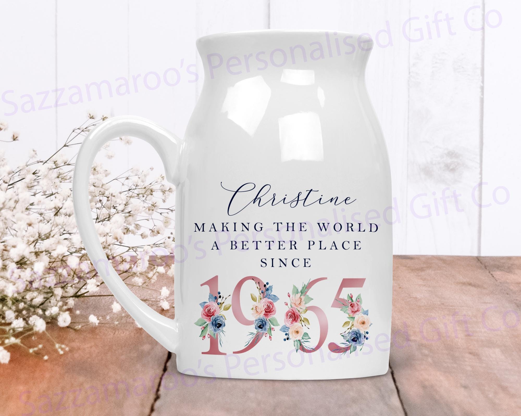 60th Birthday Flower Pot | Making the world a better place since 1965 | Happy 60th Birthday | 60s| 60 |60th | 60th Birthday Gift|1965 FLORAL
