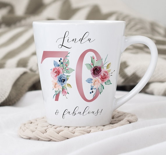 70th Birthday Latte Mug | 70 and Fabulous | Happy 70th Birthday | 70s | 70 | 70th Birthday Gift | born in 1954 Gift | Custom Mug for 70th