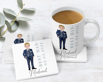 Best Man Mug | Best Man Ceramic Coaster | Best Man Gift | Groomsman Gift | Usher Gift | Father of the Bride | Father of the Groom | Wedding