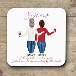 SISTER COASTER | Beautiful sister coaster | Side by side or miles apart | Sister&#39;s birthday Gift | Personalised Christmas gift for sister