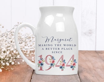 80th Birthday Gift | Making the world a better place since 1944 | 80s | 80| 80th Birthday Gift | born in 1944|Ceramic 80th Flower Pot FLORAL