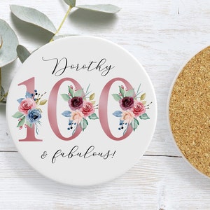 100th Birthday Coaster | 100 and Fabulous | Happy 100th Birthday | 100 | 100th Birthday Gift | born in 1924 Gift | Custom Mug for 100th Gift