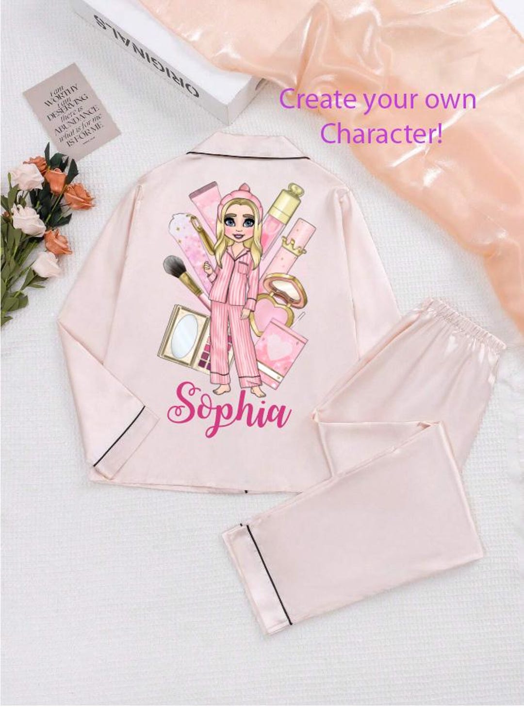 Kids Personalised Satin Pj's | Children's Sleepover Set | Kids Satin ...