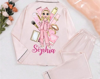 Personalised satin pyjamas kids hotsell