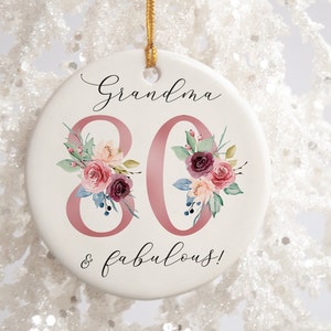 80th Birthday Gift | 80 and Fabulous | Happy 80th Birthday | 80s | 80 | 80th Birthday Gift | born in 1944 Gift | Ceramic 80th Ornament gift