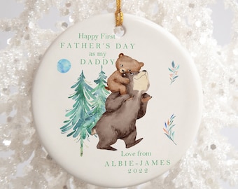 Adorno de cerámica para el primer Día del Padre como papá / Regalo para el primer Día del Padre para papá, papi, papá, abuelo / Papá primerizo / Regalo para papá oso