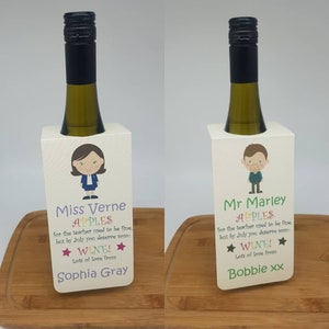 Personalised Teacher Wine Bottle Tag / Personalised Wine label / Teacher appreciation gift / Teacher gift / Gift for my teacher / wine