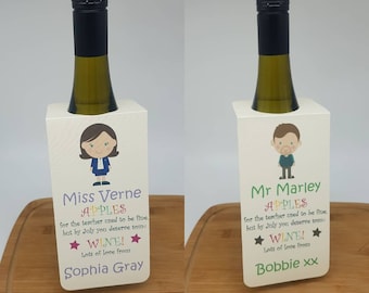 Personalised Teacher Wine Bottle Tag / Personalised Wine label / Teacher appreciation gift / Teacher gift / Gift for my teacher / wine