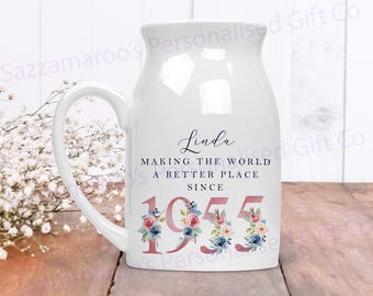 70th Birthday Flower Pot | Making the world a better place since 1955 | Happy 70th Birthday |70s| 70 | 70th | 70th Birthday Gift,1955 FLORAL