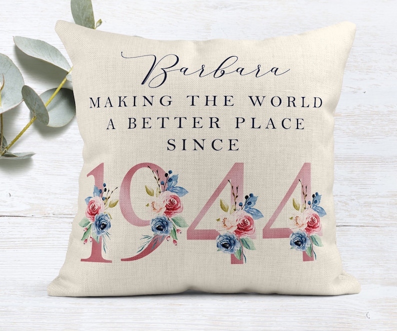 90th Birthday Gift Making the world a better place since 1934 Happy 90th Birthday 90s 90 90th Birthday Cushion 90th Pillow FLORAL image 3