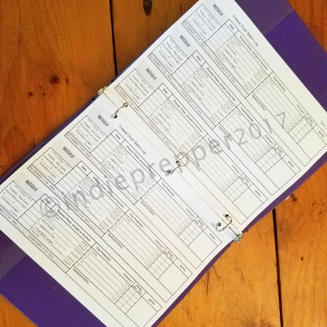 Freeze Dryer Batch Log / Form, Printable, Harvestright© ,cycle Tracking Log, Dryer Use, Pdf
