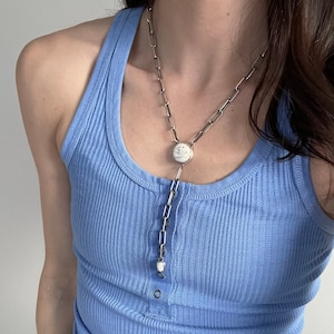 White Buffalo sterling silver lariat necklace