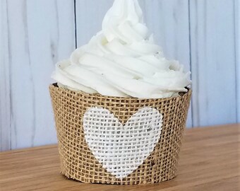 Burlap Wedding Cupcake Wrappers Rustic Bridal Shower Cupcake Etsy