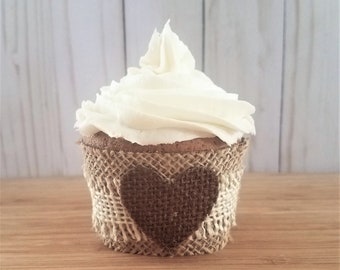 Burlap Wedding Cupcake Wrappers Rustic Bridal Shower Cupcake Etsy