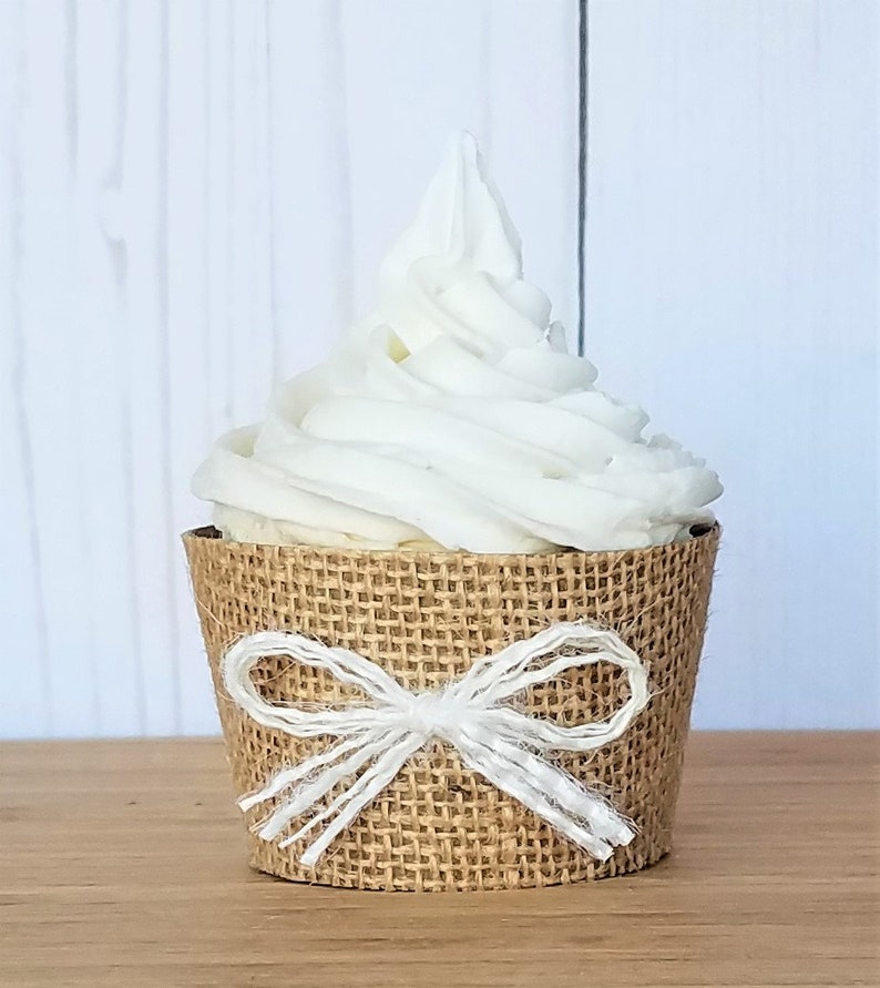 Burlap Cupcake Wrappers Beach Wedding Cupcake Decorations Etsy