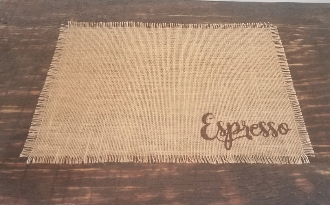 Espresso Coffee Bar Placemat Rustic Burlap Mat For Keurig Etsy