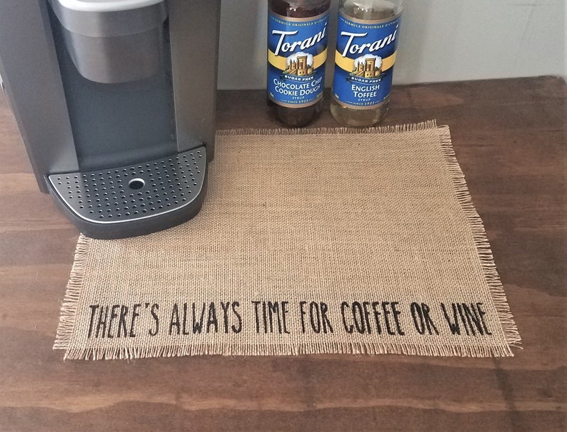 Mat For Keurig Burlap Coffee Placemat Farmhouse Coffee Bar Etsy