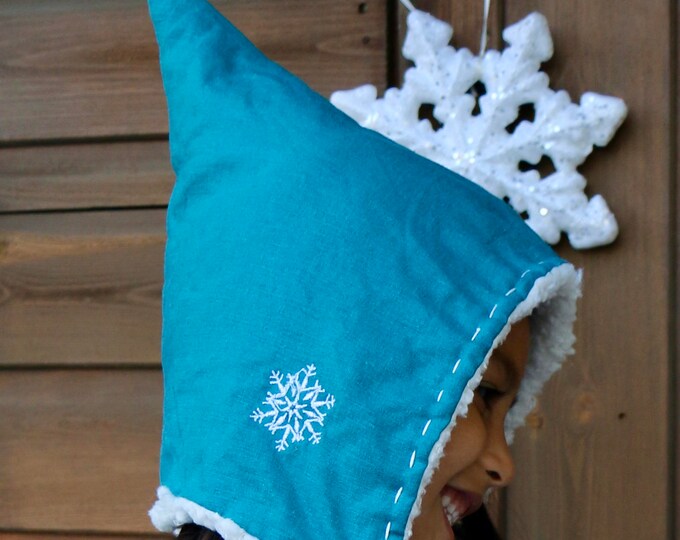 Pixie hat, SnowFlake Pixie Hat, Embroidered Pixie
