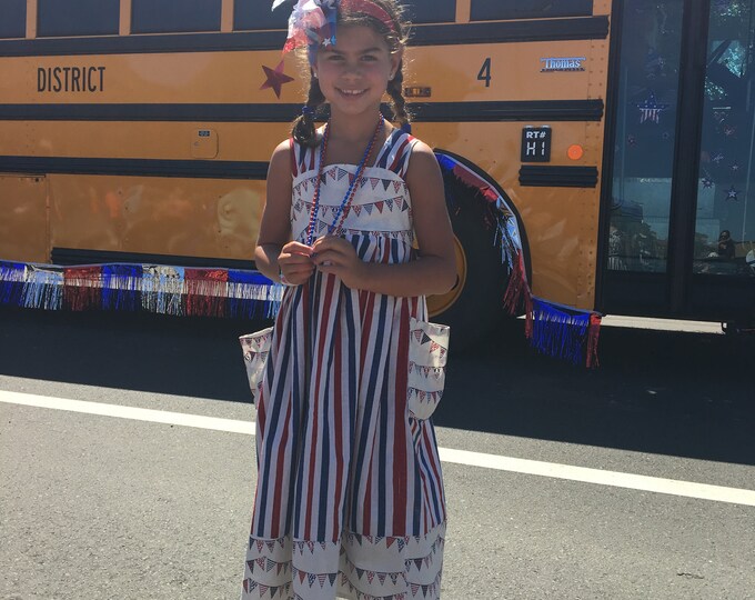 Labor day, Independence Day Dress, 4th of July Dress, Red White and Blue Dress, Stripes, Banner, Retro dress, Memorial Day Dress, Labor Day