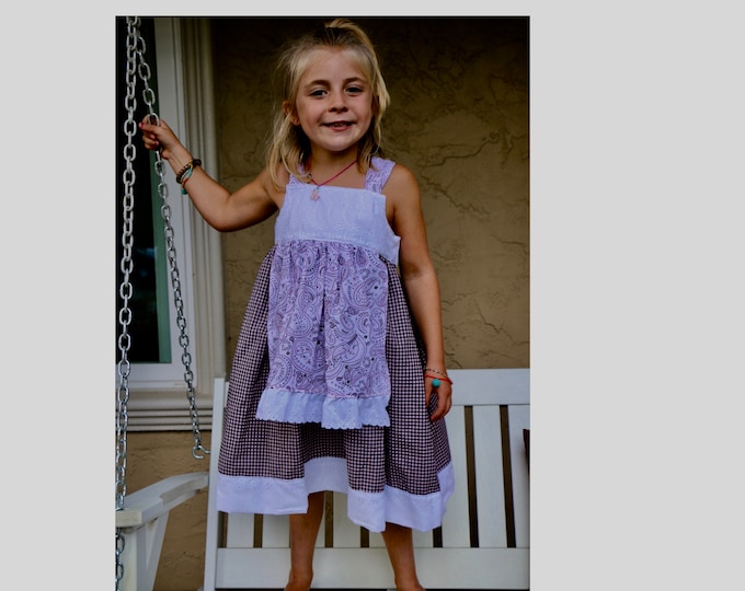 Cowgirl Dress, Apron Dress, Plaid Dress, Paisley, Eyelet, Summer Dress, Spring Dress