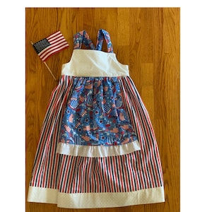 Patriotic Dress, Red, White and Blue Dress, Apron Dress, 4th of July dress, Independence Dress, Summer dress