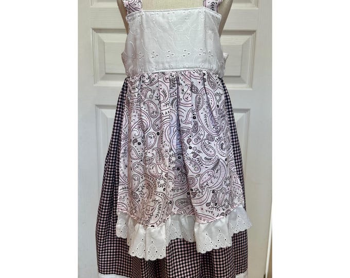 Cowgirl Dress, Apron, Plaid,  Paisley, Eyelet, Summer, Spring