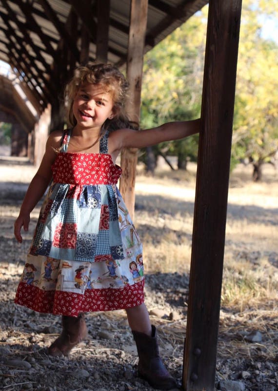 Cowgirl Dress, Red White Blue Cotton Country Style, Apron - Etsy