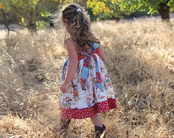 Giddy Up Cowgirl Dress, 4th of July, Independence Day, Cowgirl, Girls Dress, Country Dress, Red White and Blue