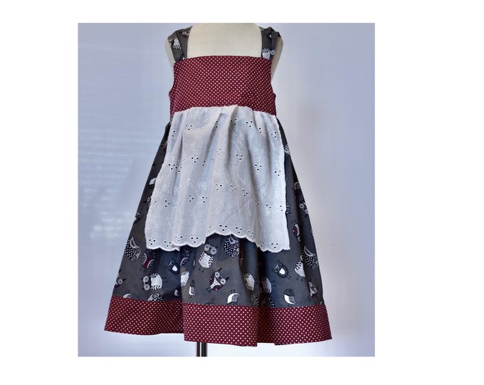 Owl apron dress,  Owl, County, summer, Apron,  Bird print Spring