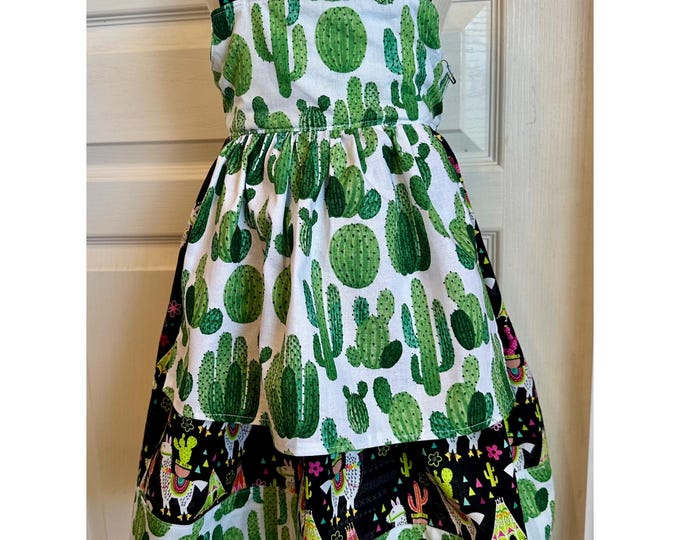 Llama dress, Cactus dress, Llama/Cactus dress, apron dress