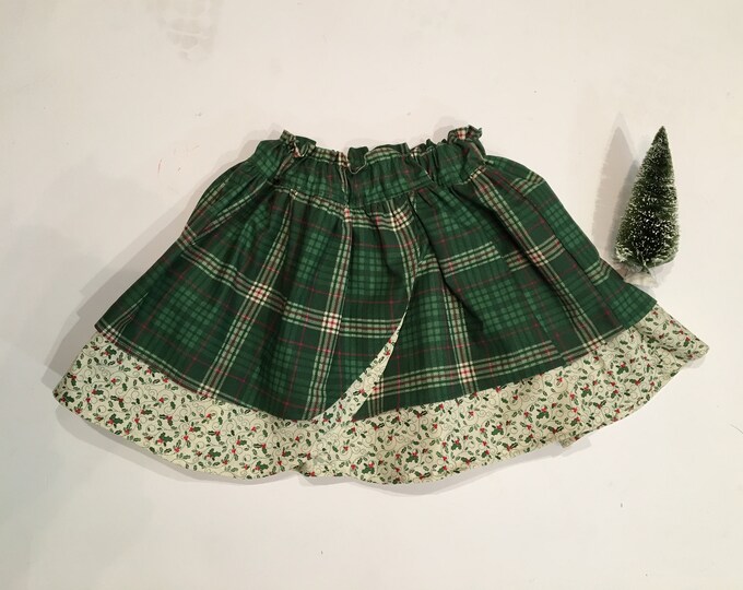 Plaid Holly Skirt, Plaid skirt, Holly Skirt, Green plaid Skirt