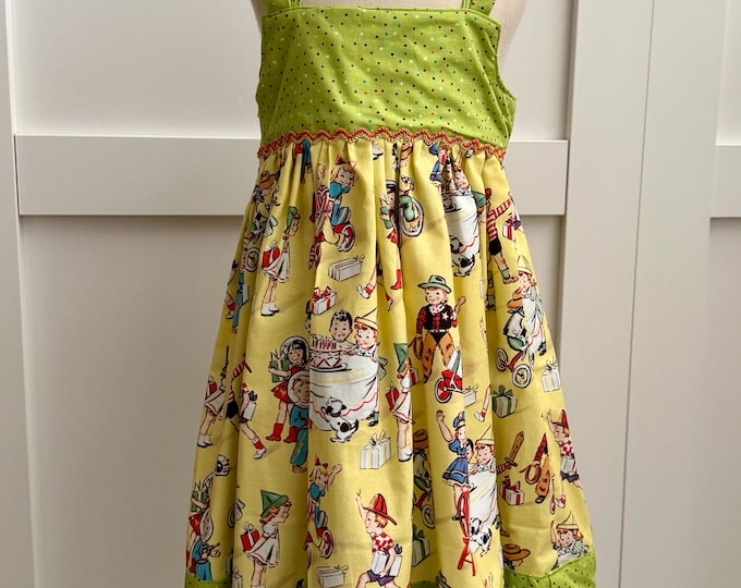 Birthday dress, Retro fabric, Summer Dress, Spring Dress