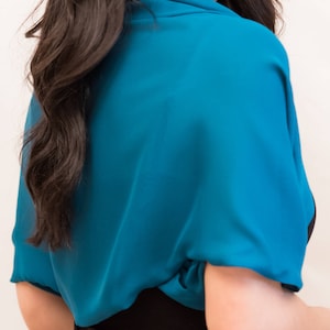 Teal Shawlee Shrug,Wedding bolero, shawl,coverup, bridesmaid, bridal party,mother of bride, boho Shrug, 100% silk , classic, elegant