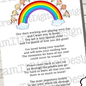 End of School Poem | Instant Download | 4 Print SIZES includes Bookmarks
