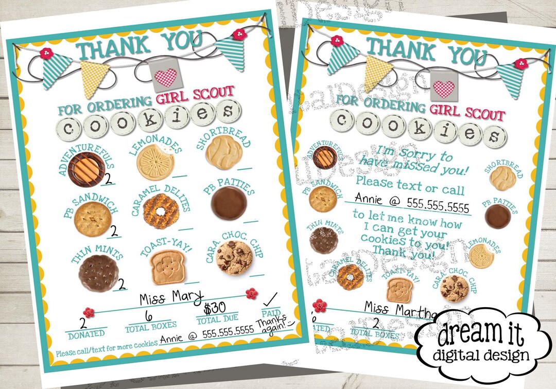 Girl Scout Cookie Delivery Tags and Sorry I Missed You Tags ABC Baker ...