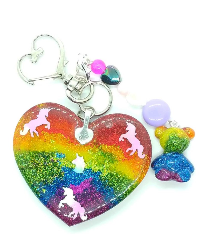 Rainbow glitter glow in the dark unicorn themed heart Etsy