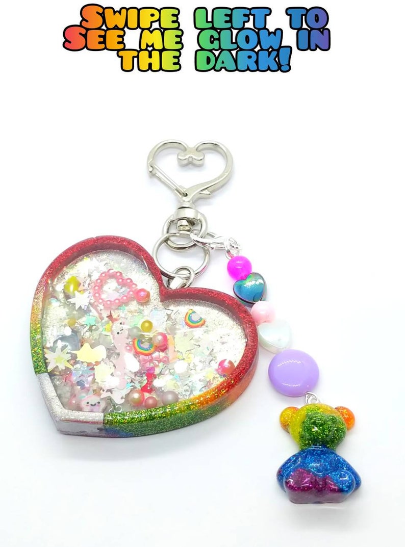 Rainbow glitter glow in the dark unicorn themed heart Etsy