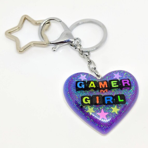 SPARKLY PUFFY HEART KEYCHAIN choose a color