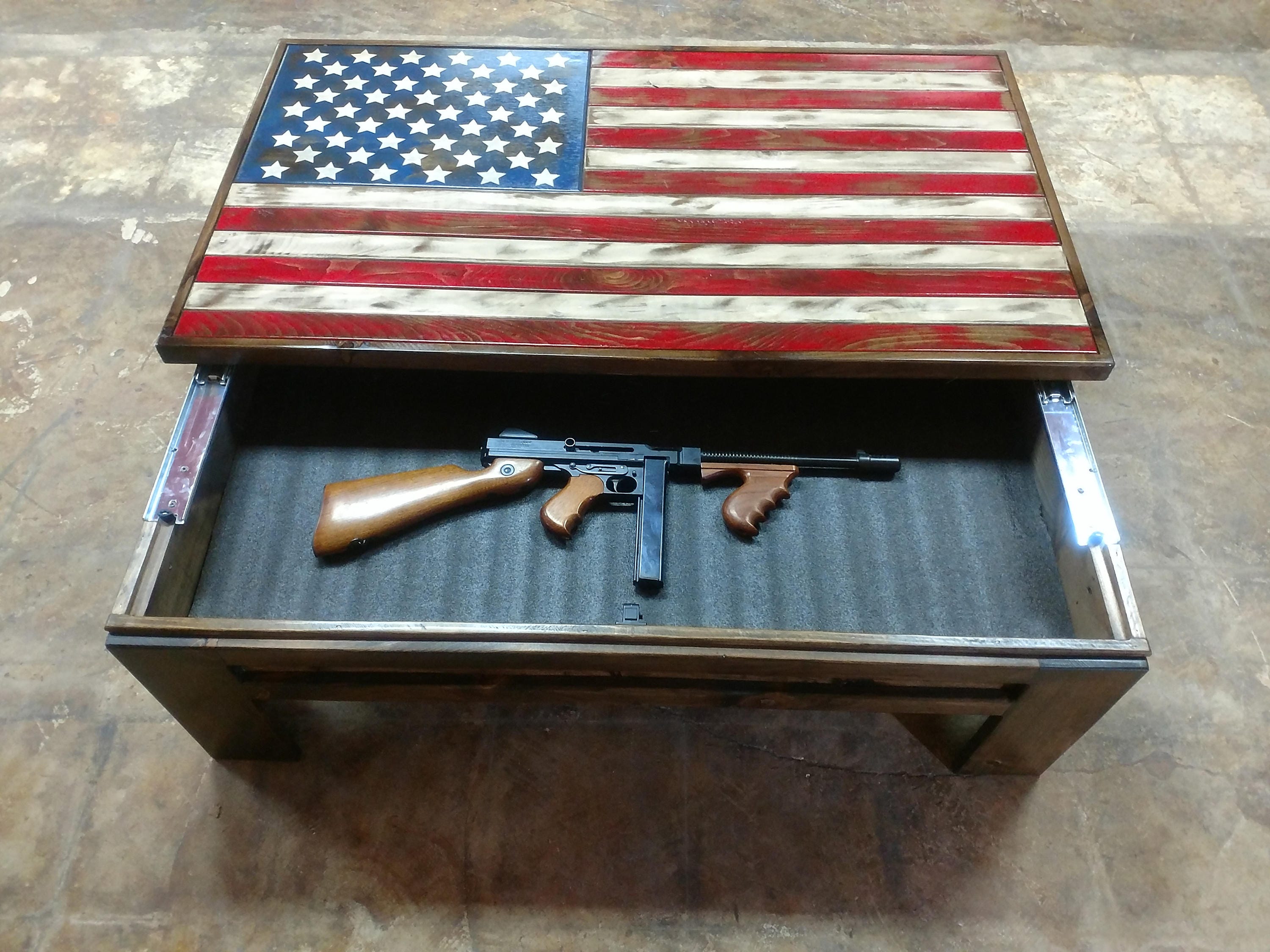 Gun Storage Coffee Table With American Flag Top. Etsy