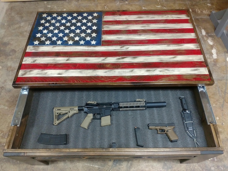 Gun Storage Coffee Table With American Flag Top. Etsy