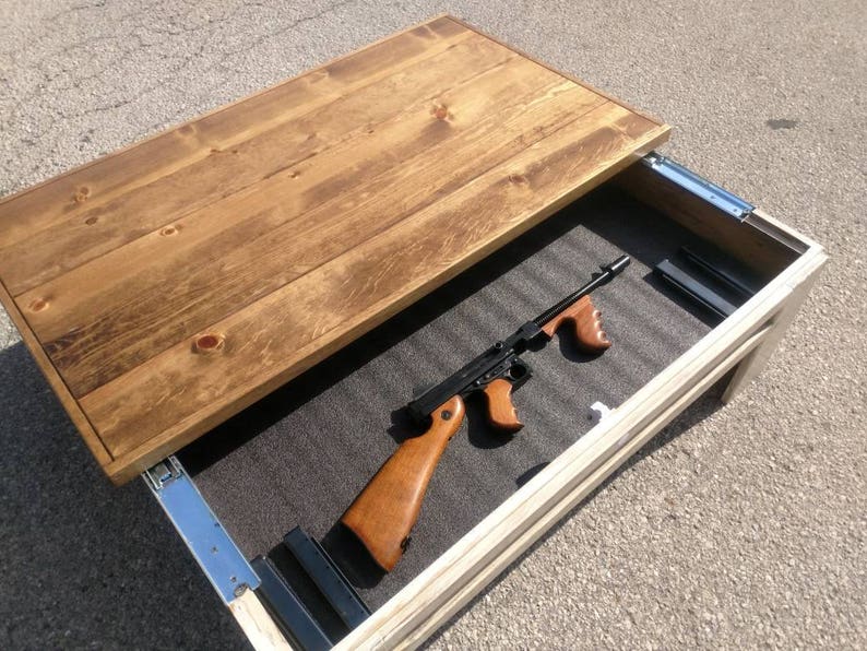 Hidden Gun Storage Sliding Top Coffee Table Etsy