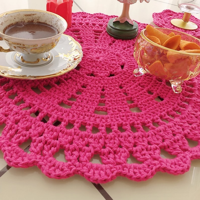 Cute Coasters Coaster Set of 6 Pink Coaster Set Crochet Etsy
