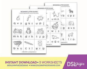 Beginning Letter Sounds Preschool Kindergarten Worksheets