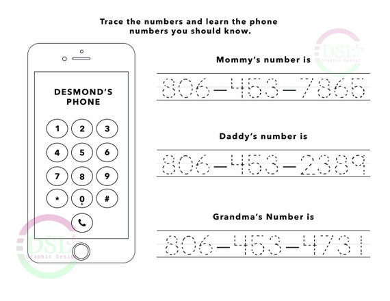 Items similar to Phone Number Tracing Worksheet on Etsy