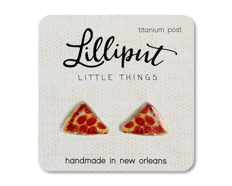 Pepperoni Pizza Earrings // Miniature Food Earrings // Funny Earrings // Quirky Earrings // Best Friend Gift // Stocking Stuffer image 1