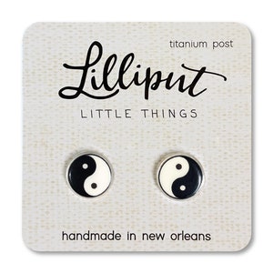 Yin Yang Stud Earrings: Titanium Posts, Hypoallergenic Jewelry