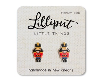 Nutcracker Christmas Earrings: Titanium Posts, Whimsical Holiday Style